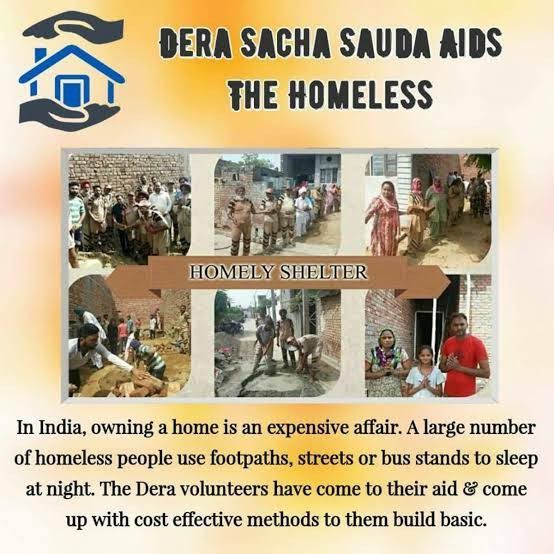 #HopeForHomeless
Under Aashiyana campaign Dera Sacha Sauda volunteers has build thousands of homes to poor and destitute people under guidance of
Saint Gurmeet Ram Rahim Singh Ji