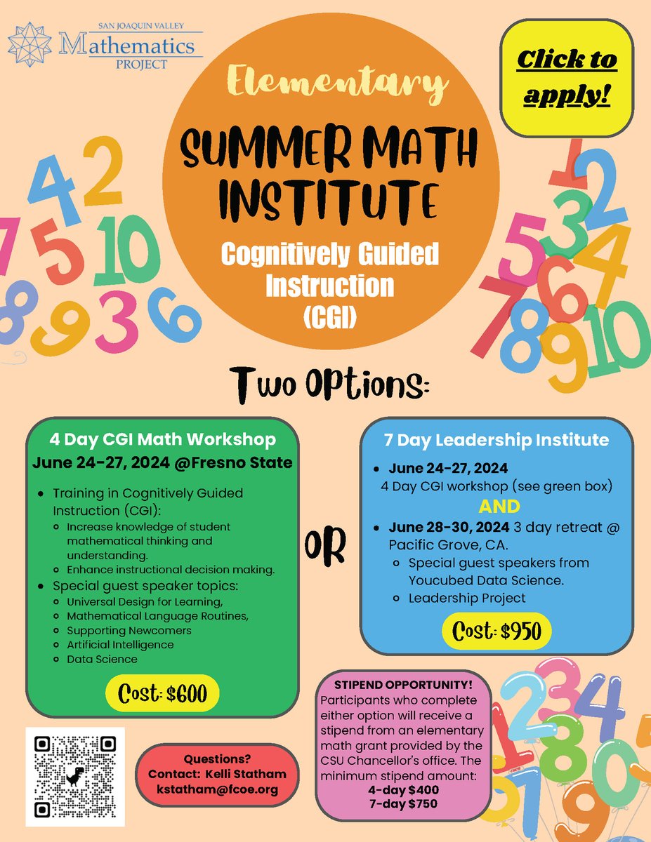 CSU campus leads for <a href="/calstate/">The CSU</a> PK-5 math/science grants met today with Fred Uy (CSU Director of Educator Preparation and Public School Programs) to share ideas! Please help us promote SJVMP's Summer Leadership Institute for K-12 math teachers! June 24-30 • Stipend: $750! 😀🎉💰