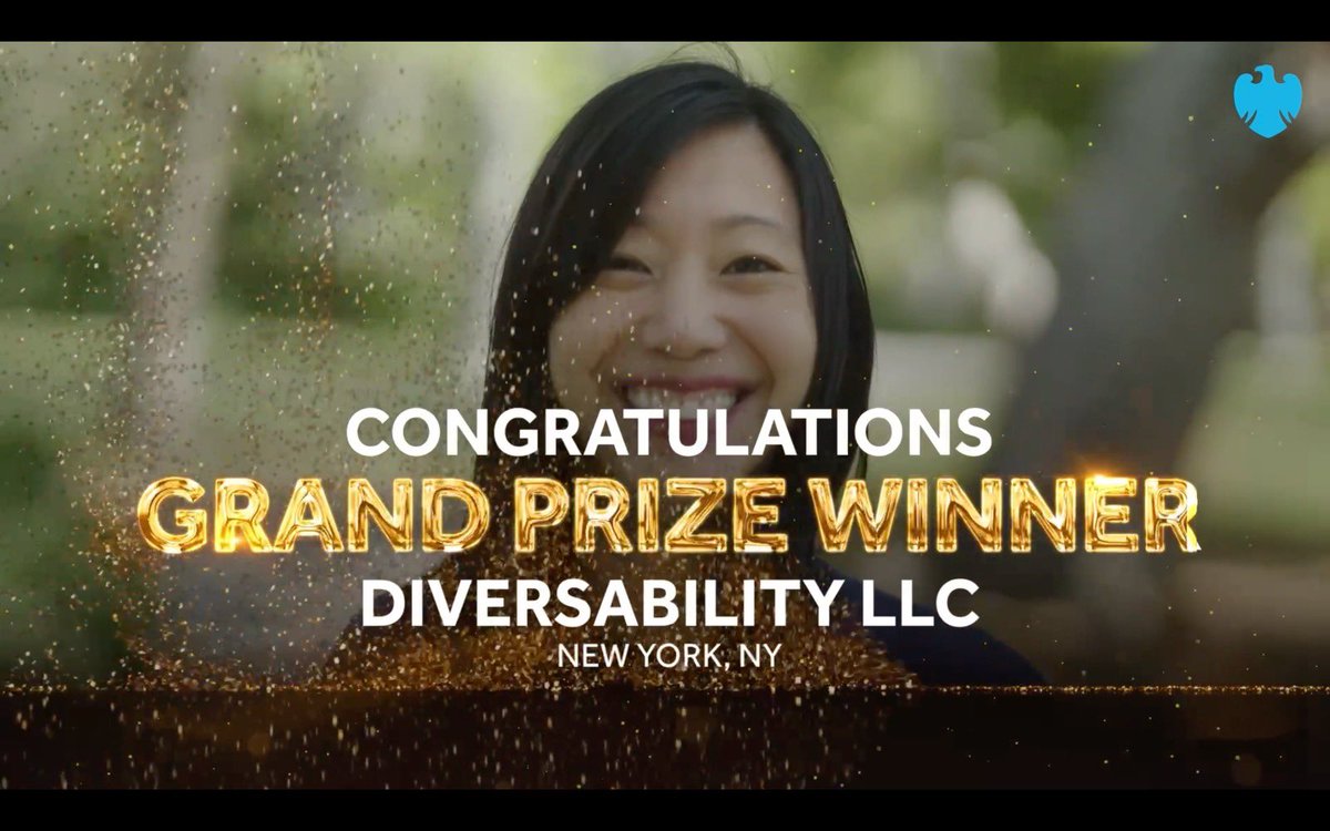 Coming back here to say... @diversability WON the $60k grand prize in the @Barclays Small Biz Big Wins promotion

Thank you for cheering us on, voting, and putting up with my reminders during the voting

Another win: 3 of the Top 10 finalists were focused on disability inclusion