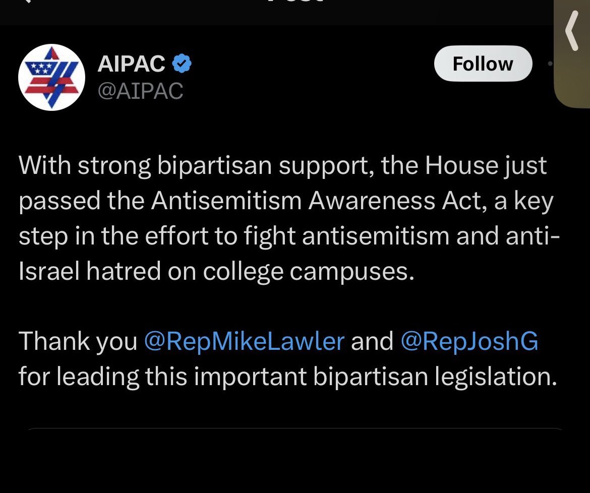 The Israeli lobby just passed a law making it illegal to criticize Israel 

They made it illegal to protest Israel 

They made it  illegal to boycott Israel 

We are in the United States of Israel