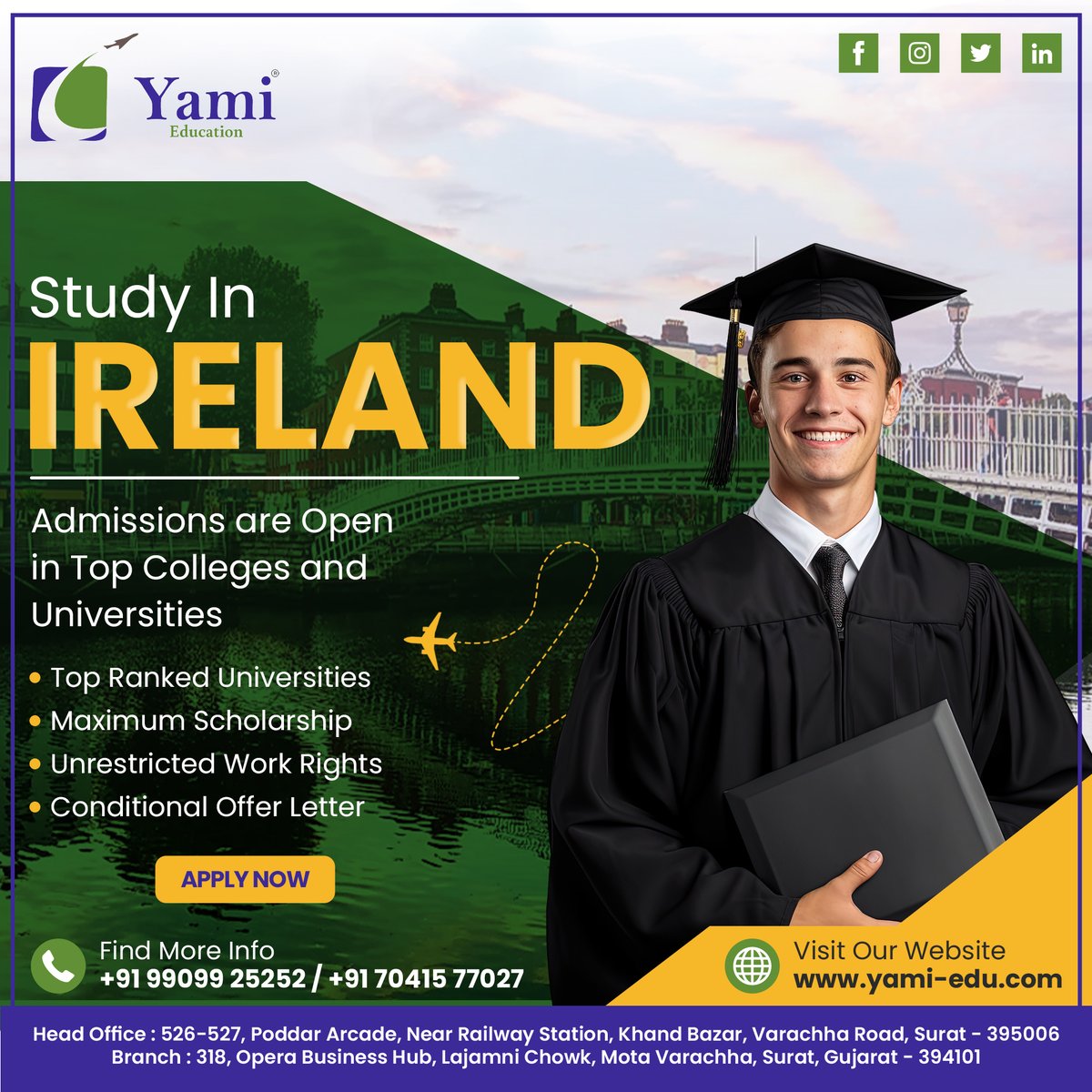 📢 Study in IRELAND
➡️ Admissions are Open in Top Colleges and Universities
☎️ Call us +91 99099 25252 / +91 70415 77027
🌐 Visit Our Website yami-edu.com
#yami #yamiimmigration #studyinireland #irelandeducation #irelanduniversities #internationalstudent #topcolleges