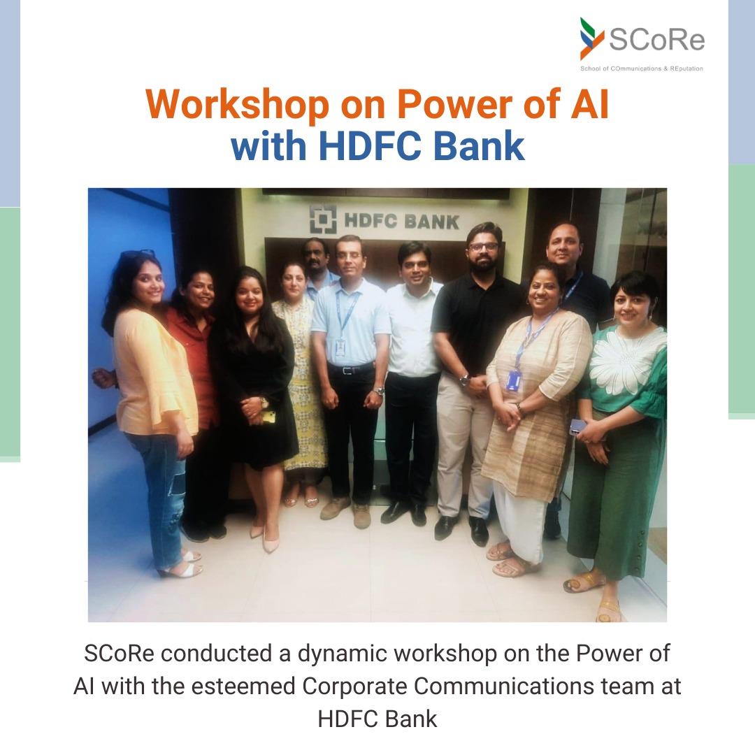 Hemant Gaule, Dean of SCoRe, conducted an insightful one-day workshop with the Corp. Comm. team at HDFC Bank. During the workshop, he explained the different ways artificial intelligence (AI) can be used in a corp. comm. Thank you @madhuchhibber for this opportunity. #PRSchool