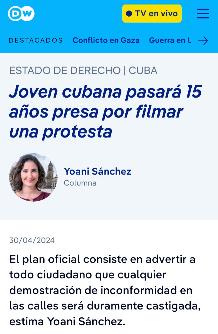 La dictadura cubana del genocida Díaz-Canel condena a 15 años de cárcel a una joven de 21 años por grabar una protesta ¿Qué opinan los maduristas? Ya. Era una golpista con un celular...