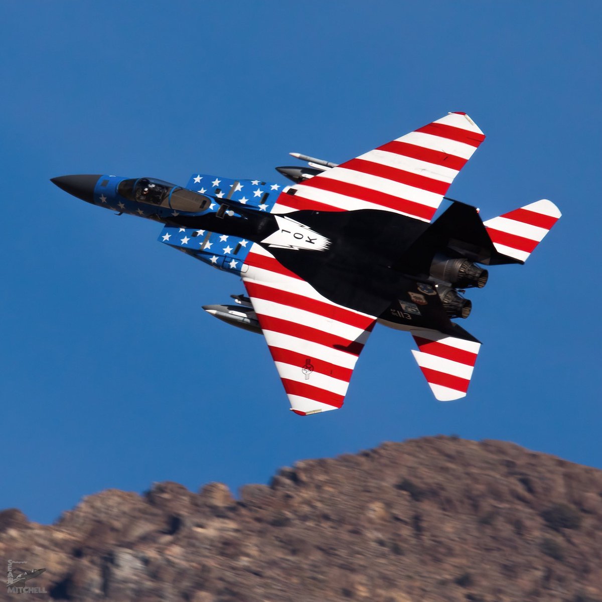 The old red, white, and blue paint scheme. U.S. Air Force F-15C Eagle's assigned to 144th Fighter Wing AIR NATIONAL GUARD BASE, Fresno, Calif.