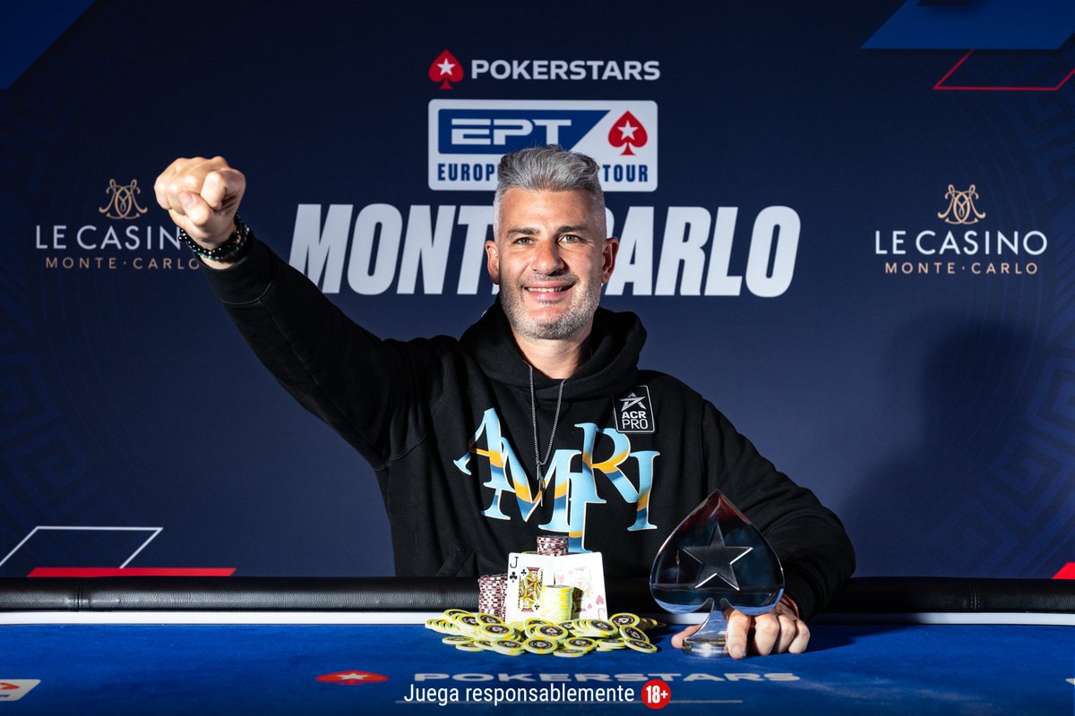 ¡No hay kryptonita ❇️ que detenga a Nachoman! 🦸‍♂️ El 3️⃣ veces campeón del LAPT 🔝 @nacho_barbero 🇦🇷 quebró la maldición de las Jotas 🤛 y capturó el Picón ♠️ del €50.000 Super High Roller por €1.079.290. 💥 #EPTMontecarlo