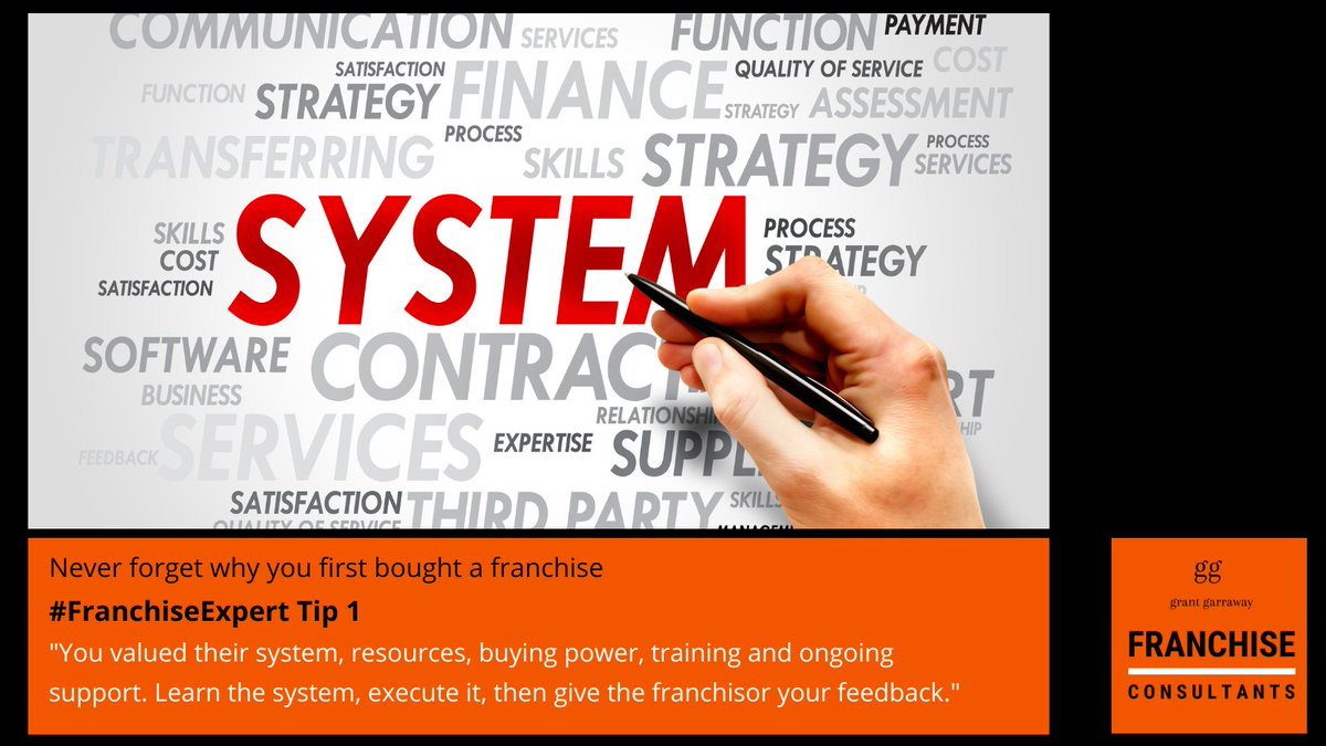 Never forget why you first bought a #franchise!

#FranchiseExpert Tip 1

'You valued their system, resources, buying power, training and ongoing support. Learn the system, execute it, then give the franchisor your feedback.'

Grant 0408 129 035
#franchiseConsultant