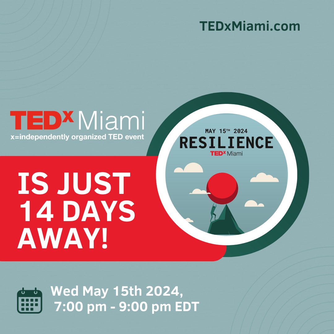 TEDxMiami is only 2 weeks away! We are so excited to bring world class speakers and thought leaders to our stage and help them share their messages to hopefully millions of people. events.humanitix.com/tedx-miami-res… Reserve Your Spot Today!