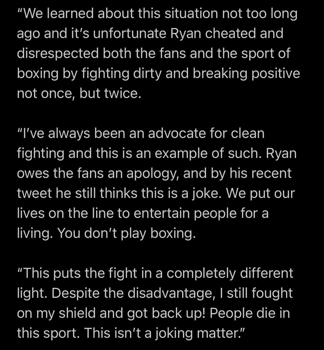 ‼️ Devin Haney's statement on Ryan Garcia's failed VADA test for the banned substance 'Ostarine' 'It's unfortunate Ryan cheated and disrespected both the fans and the sport' (@MikeCoppinger/ESPN)