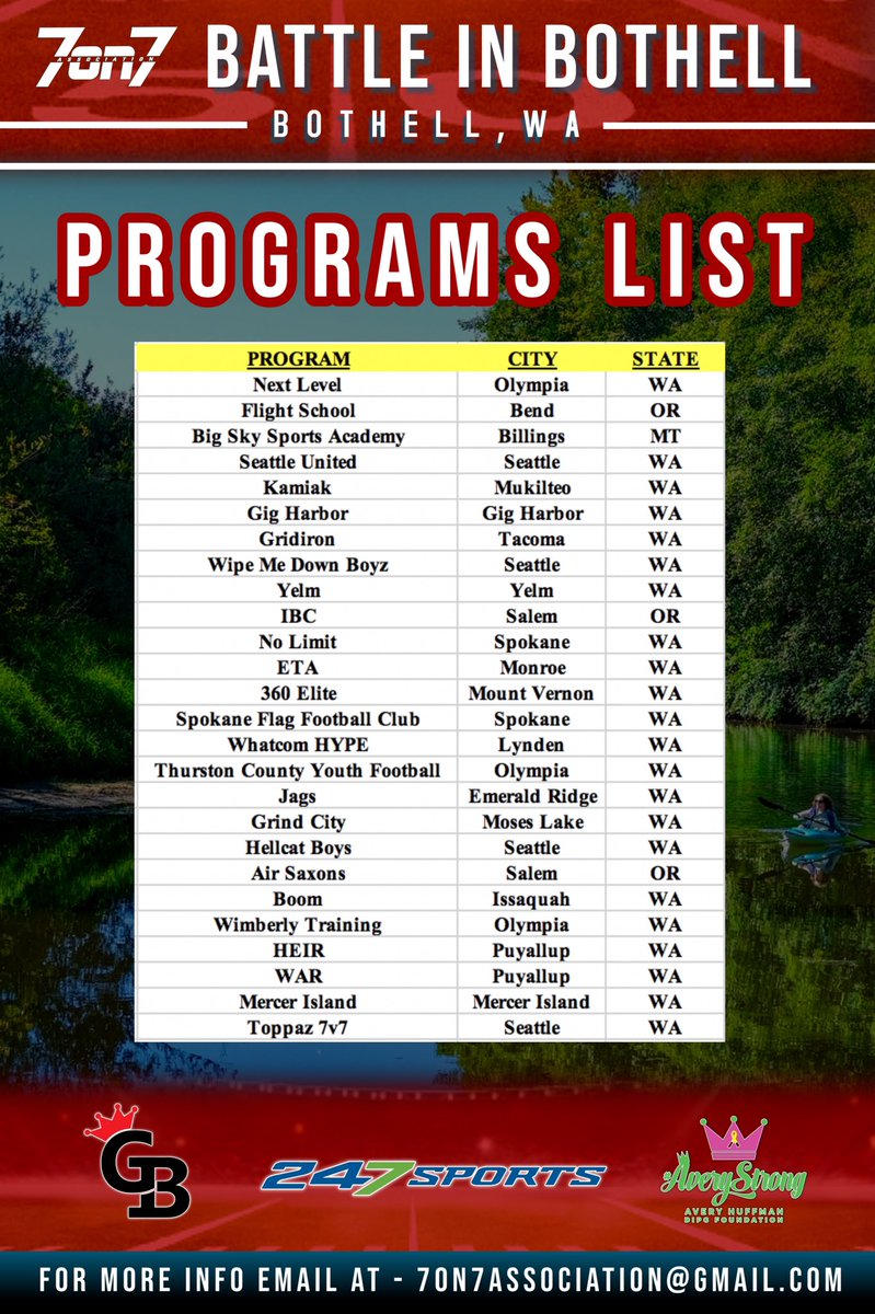 Battle In Bothell High School Division schedules are ready‼️ 

Going to be a competitive weekend in the PNW 🏈📈