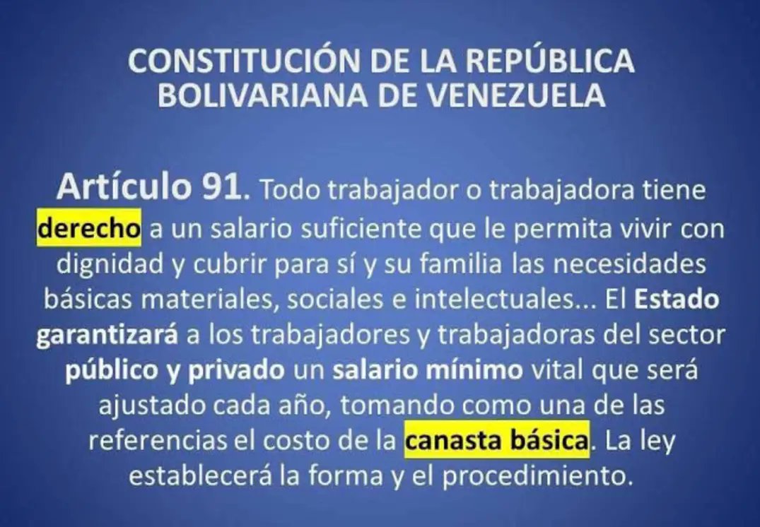 Todos esos bonos son BENEFICIOS SOCIALES y no son remunerativos sobre lo que contempla la Ley Orgánica del Trabajo (LOTTT) en sus art. 131, 142b, 142c, 190, 192 y 196. Maduro viola el art. 91 de la CN y acabó con décadas de lucha de los trabajadores, los regresó a 1928. 👇 2/4