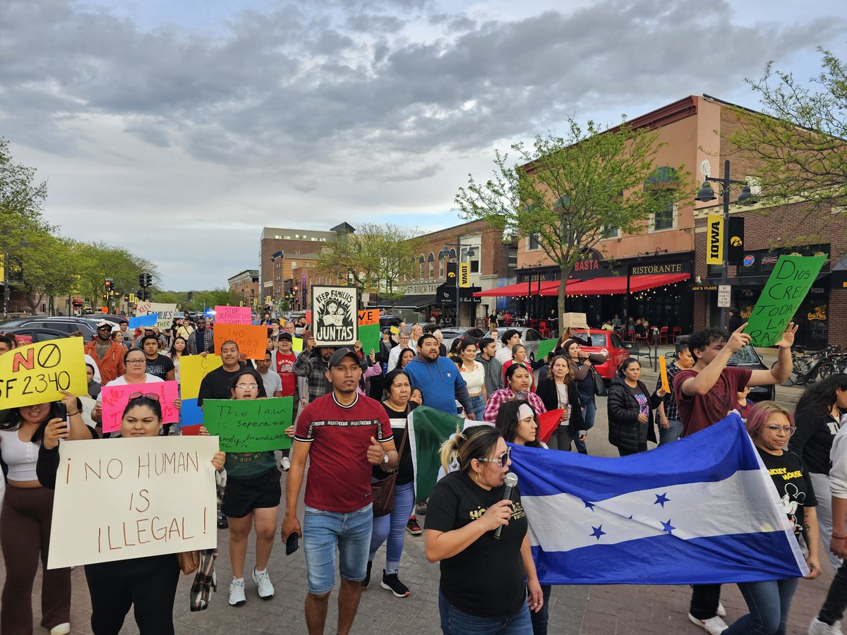 In Iowa City, more than 100 immigrant workers marched for human dignity to stop unconstitutional, anti immigrant law SF2340