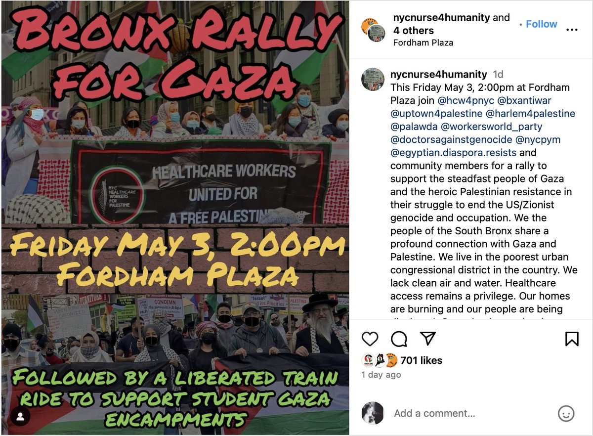 NY peeps - please share widely! This Friday - join the Bronx in rising up to support the encampments throughout the City. We'll start at Fordham Plaza, and ride from there! ❤️✊✡️