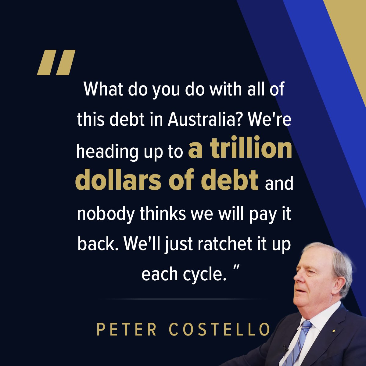 'What do you do with all of this debt in Australia? We're heading up to a trillion dollars of debt and nobody thinks we will pay it back. We'll just ratchet it up each cycle.' - Peter Costello Tackling the debt crisis is a major issue. You can hear the full conversation with the…