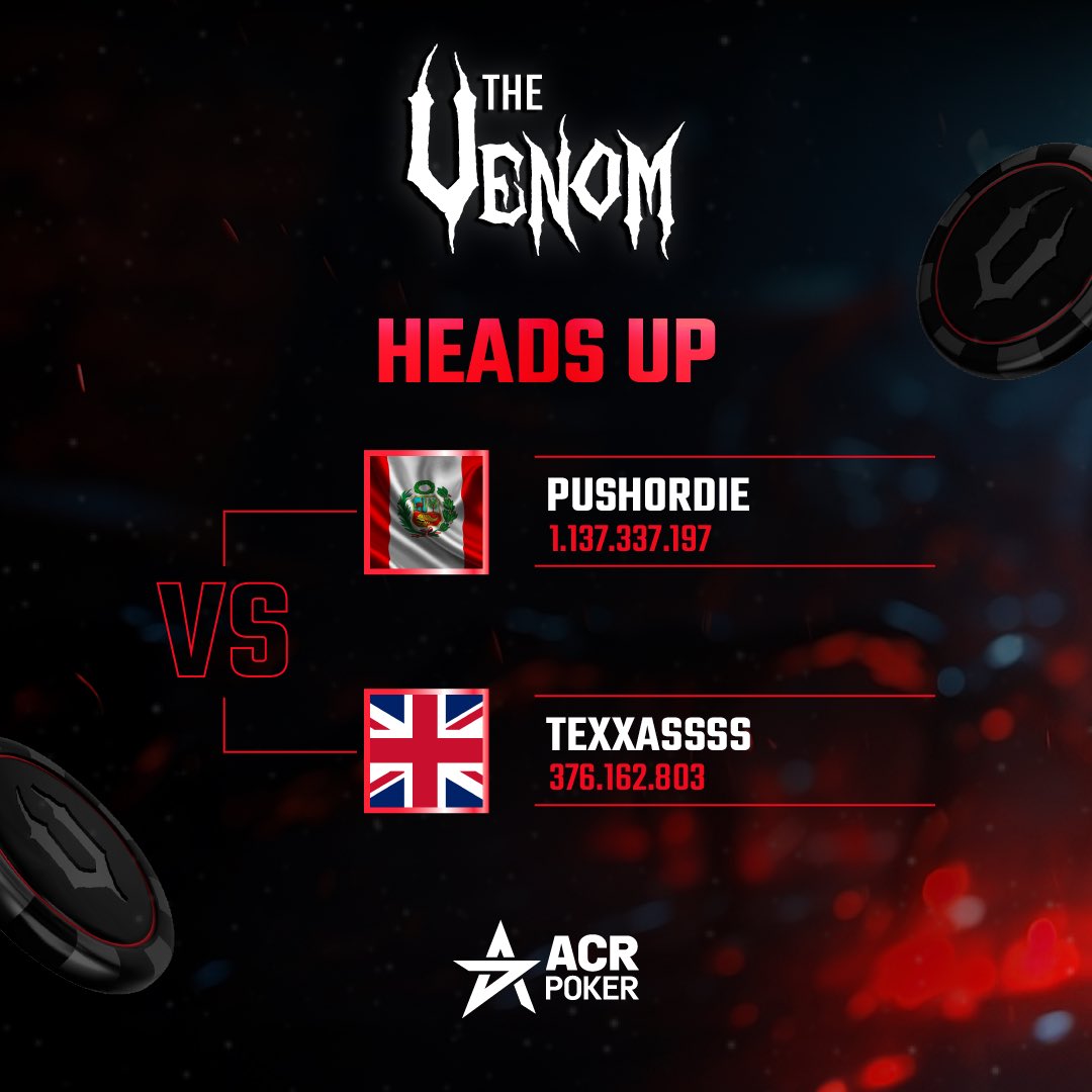 🤨🤜 Heads Up 🤛🤨

Comenta quién crees que será el campeón de la FT del #Venom y participar del SORTEO x 10 🎟️ de US$109 

🇵🇪  PushOrdie 🆚 Texxassss 🇬🇧

Súmate ahora al stream 👀 👉 twitch.tv/acrpokerlatam

🔴 @CodigoPoker #ACRpoker #poker #pokeronline