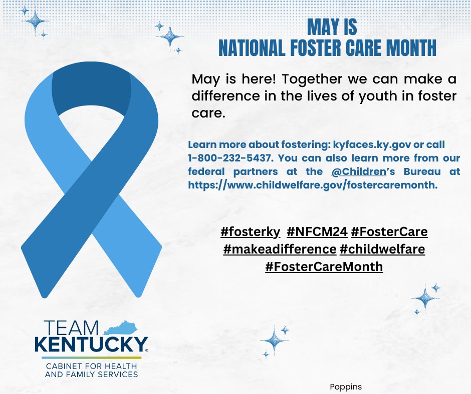 May is here! Together we can make a difference in the lives of youth in foster care. Learn more about fostering: kyfaces.ky.gov or call 1-800-232-5437. #fosterky #NFCM24 #FosterCare #FosterCareMonth