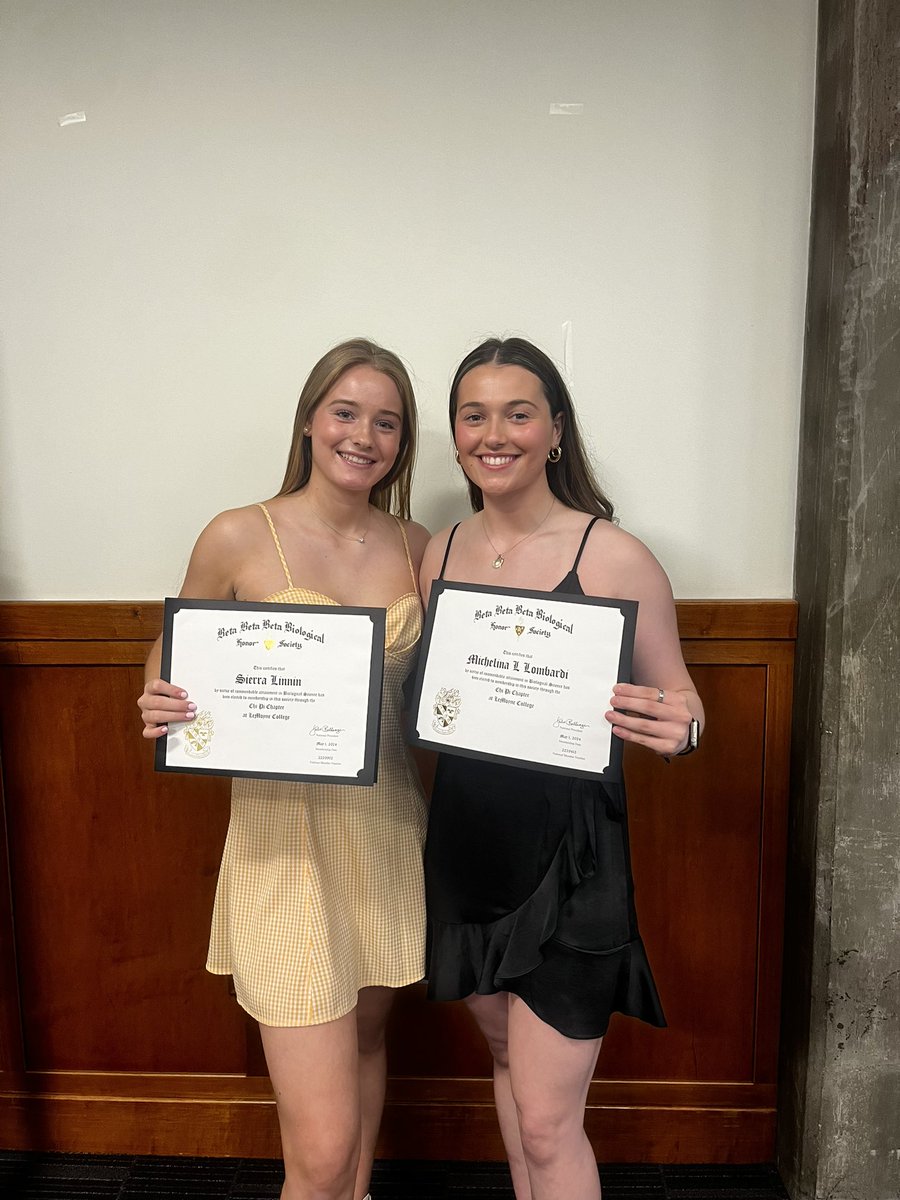 Sierra & Michelina were inducted into the Tri-Beta Biological Honor Society this evening 🤓🥼🧪 #studentathletes