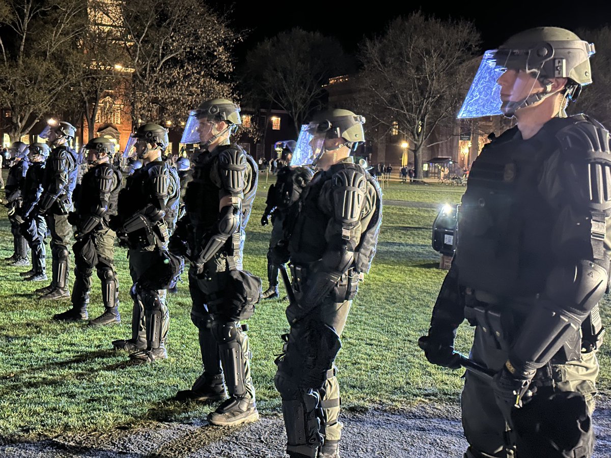 Dartmouth college right now. Any notion that there is anything offensive about this protest—hours old, coalition—is grotesque. Riot cops.