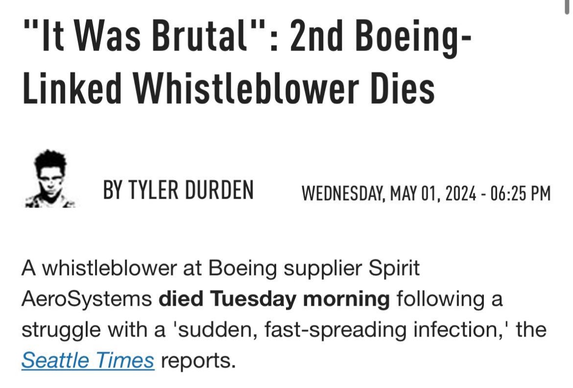👀2nd Boeing whistleblower dies following ‘sudden, fast spreading infection’.