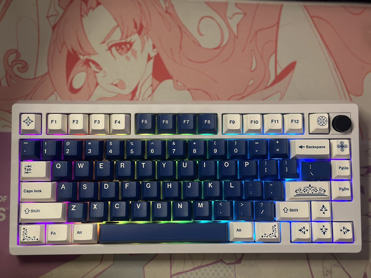 “Throughout Heaven and Earth I alone am the Honored One”

white + blue custom keyboard commission for <a href="/Prismal/">Jake</a> ✨

build: 
Zoom75 
GMK Blue keycaps
Dangkeebs Blueberry Swirl Switches 

Thank you for commissioning me! 💝