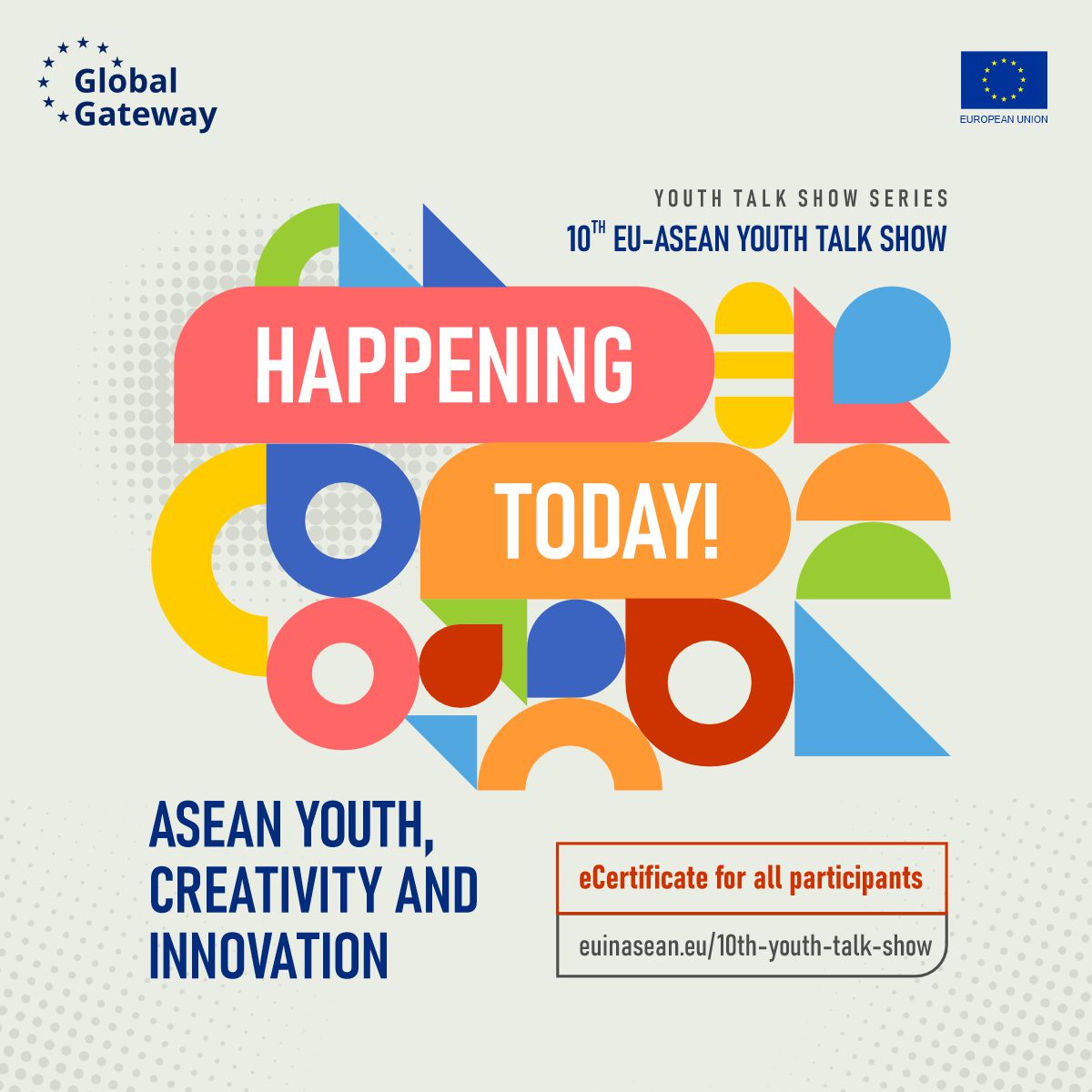 DON'T MISS OUT! The 10th EU-ASEAN Youth Talk Show: ASEAN Youth, Creativity and Innovation will be held today, 2 May 2024! 🕑 14:00 - 15:30 (GMT+7) Register now through 🔗 euinasean.eu/10th-youth-tal…
