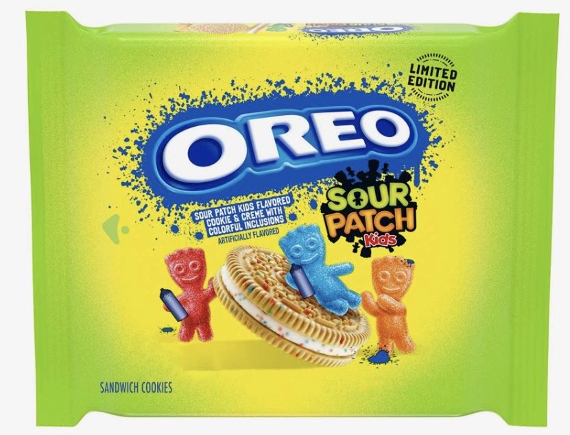 Mom just saw an article about the new limited edition Oreos Sour Patch Kids. She says we may have to try them just because it sounds so crazy. I think trying them bc it’s crazy sounds crazy but bring on the cookies, I’m in!