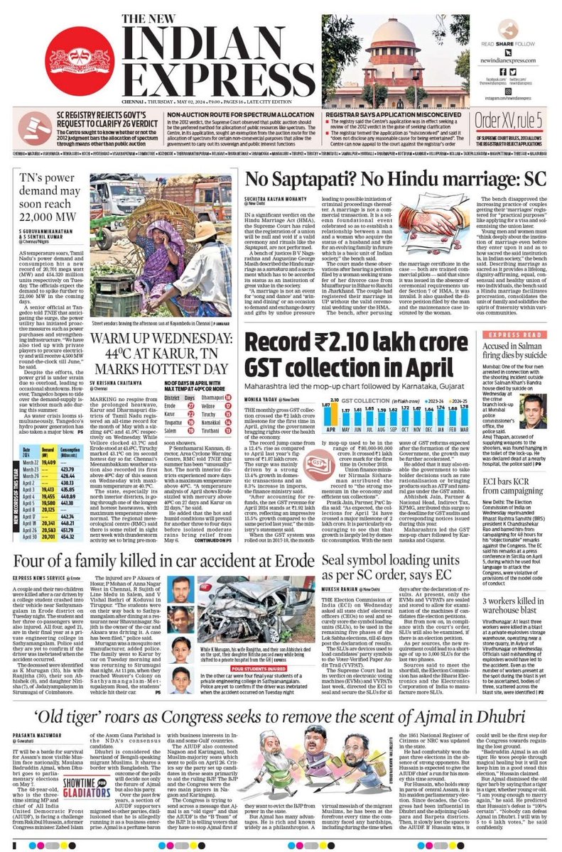 Good morning! This is today's #ExpressFrontPage from #TamilNadu For more news, click on the link - newindianexpress.com @NewIndianXpress @santwana99 @AntoJoseph