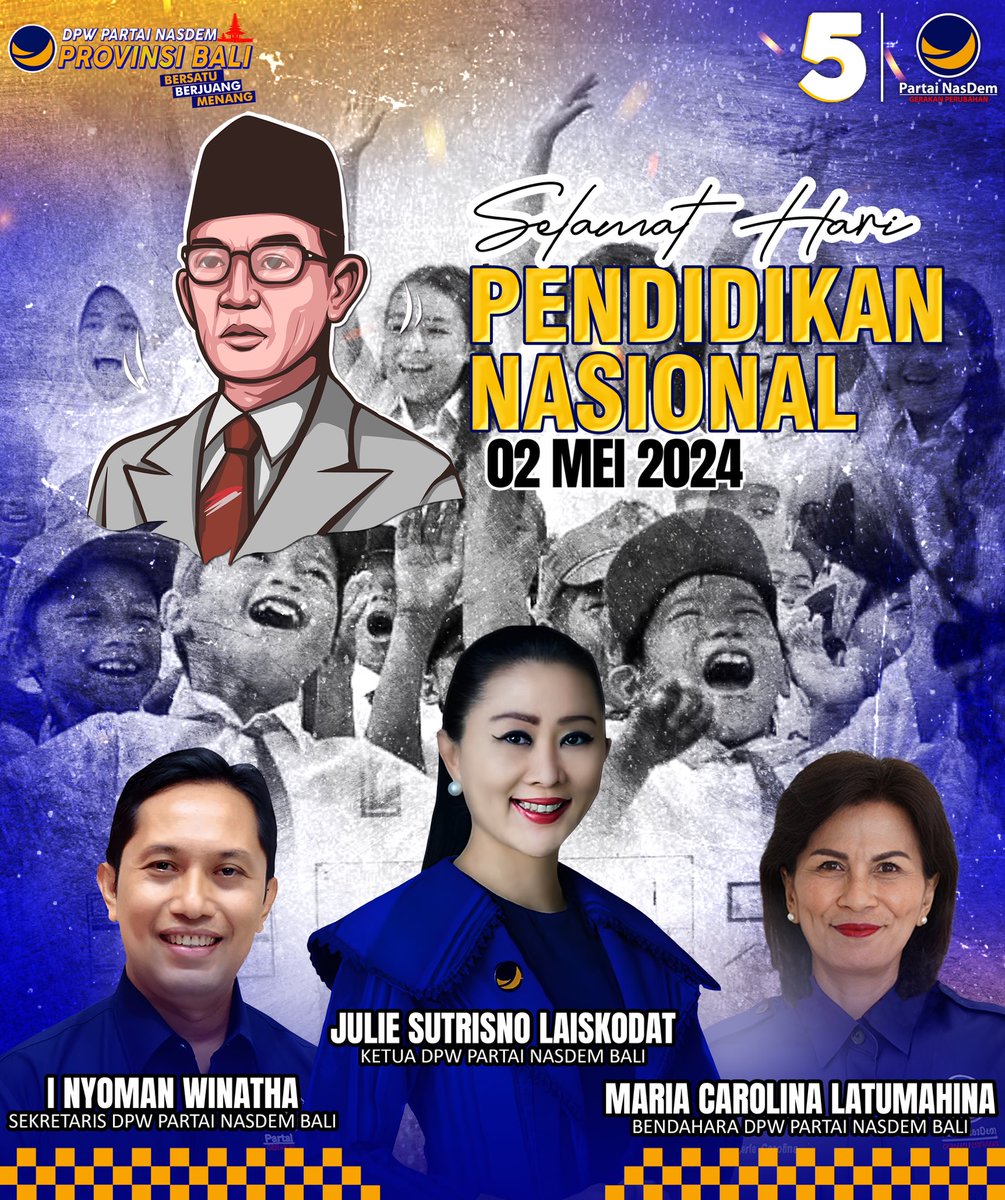 Selamat Hari Pendidikan Nasional 2023! 

Maju terus pendidikan Indonesia 🇮🇩

#ItsTime #PartaiNasDem #RestorasiIndonesia
#dpwapartainasdemprovinsibali #pendidikannasional2023