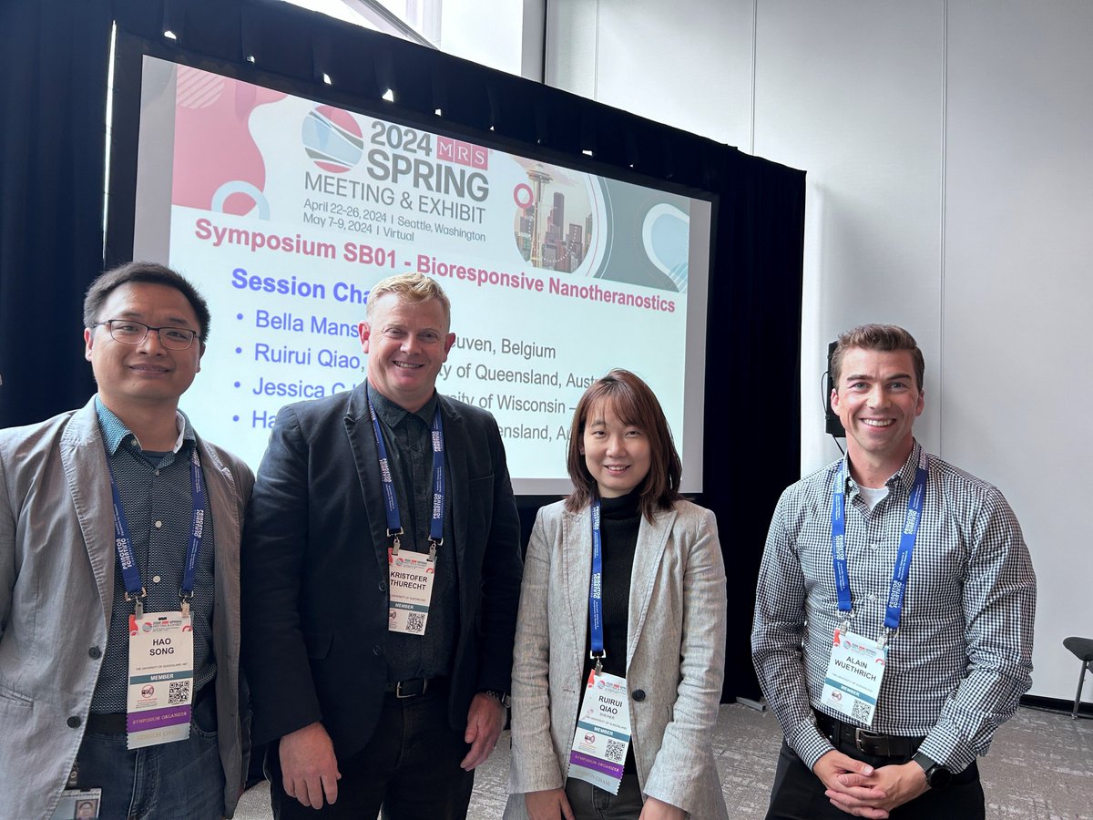 Great to see researchers from across the AIBN go international recently, presenting their brilliant work at the 2024 @Materials_MRS meeting in Seattle. Thank you for representing #AIBNatUQ @HaoSong15 @QiaoRuirui, Dr Alain Wuethrich & Prof Kris Thurecht (@ThurechtGroup)