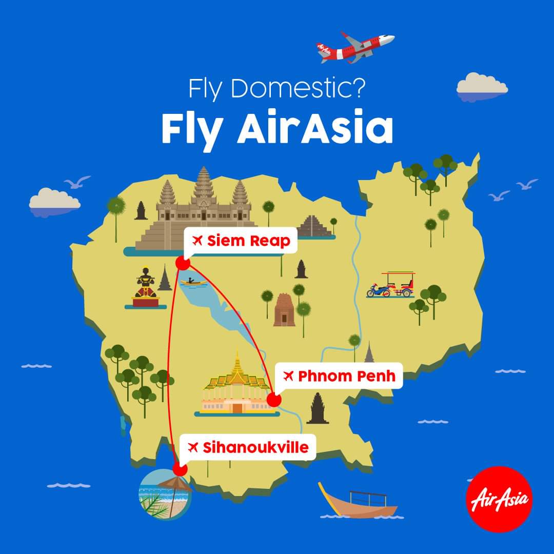 A new era for Cambodia travel begins today with the first Air Asia Cambodian flights. Here’s to low fares on the Siem Reap/Sihanoukville and Siem Reap/Phnom Penh routes.