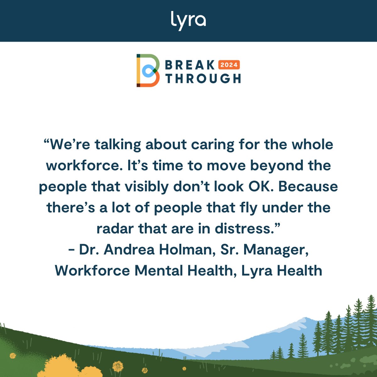 This afternoon at #LyraBreakthrough, Dr. Andrea Holman from Lyra Health and Antonio Stephens from @LeviStraussCo led a critical session on 'How DEI&B Storytelling Fosters Safer, More Supportive Workplaces.' 📖
