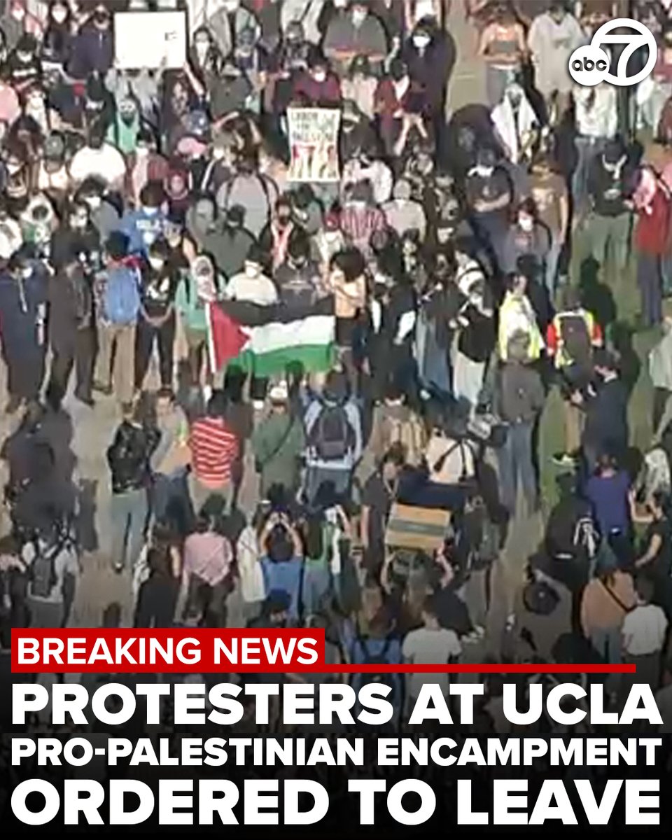 Police at UCLA have announced that the pro-Palestinian encampment on campus is an unlawful gathering, and everyone has been ordered to leave. abc7.la/4b0No3U