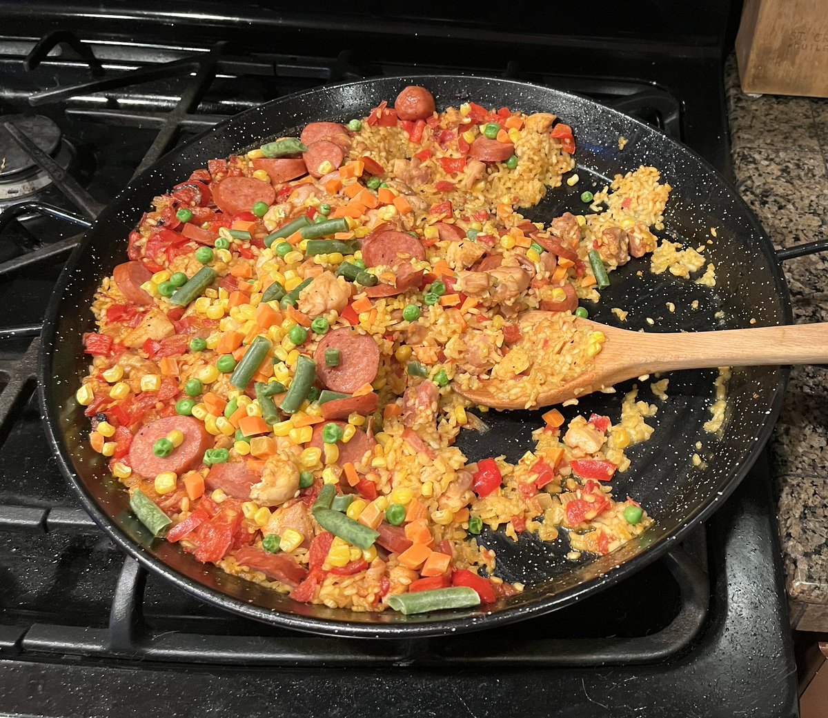 Paella Mixta happened tonight… still working on perfecting the socorrot.  Still delish.