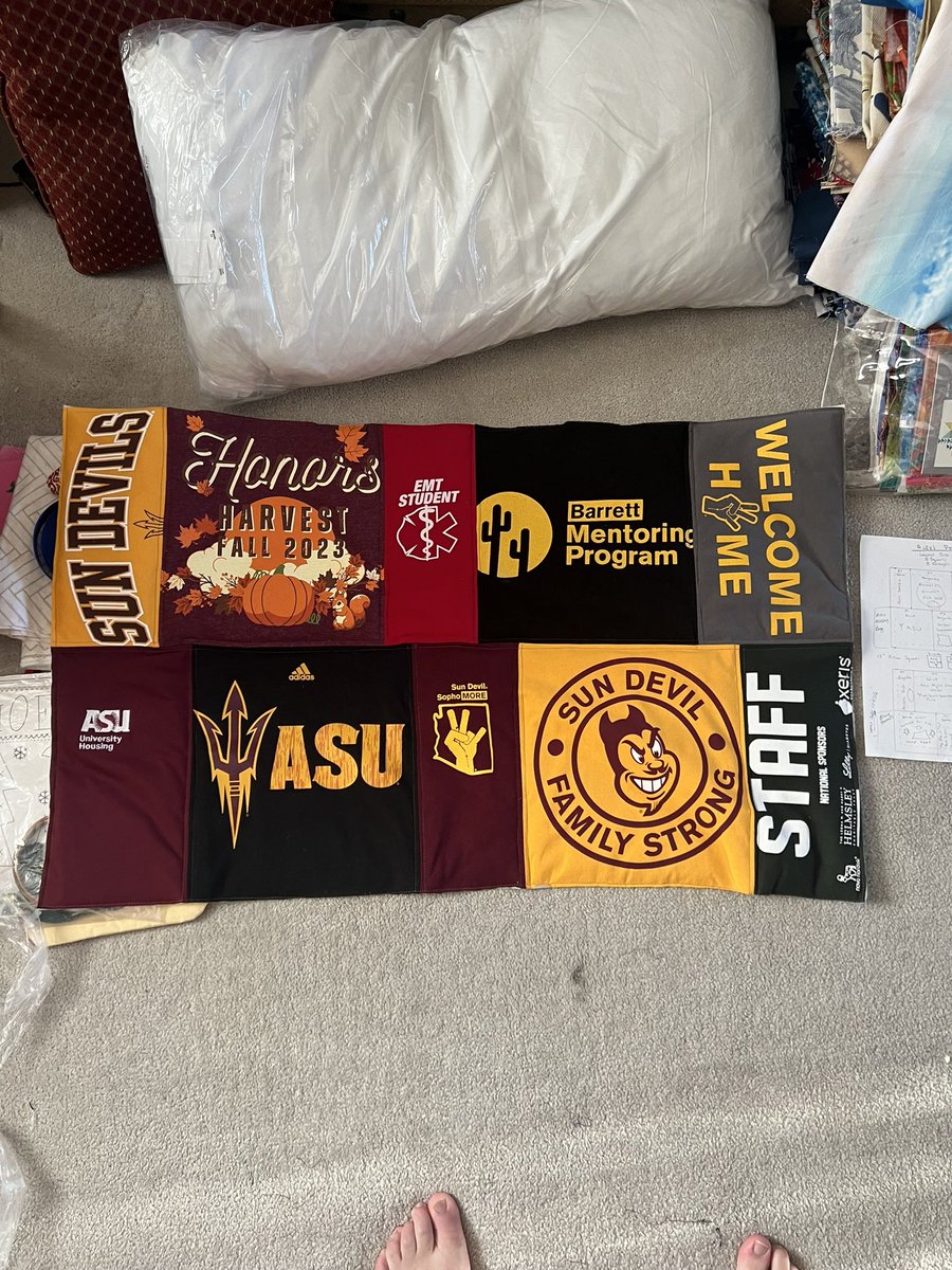 Fellow Friends of the Fork. Got a lot of ASU shirts that don’t get worn as much as you want and they’re taking up space in your closet? What better way to keep them in use than by turning them in to pillows or a quilt! Interested? Holler towards your boy. #ForksUp #O2V