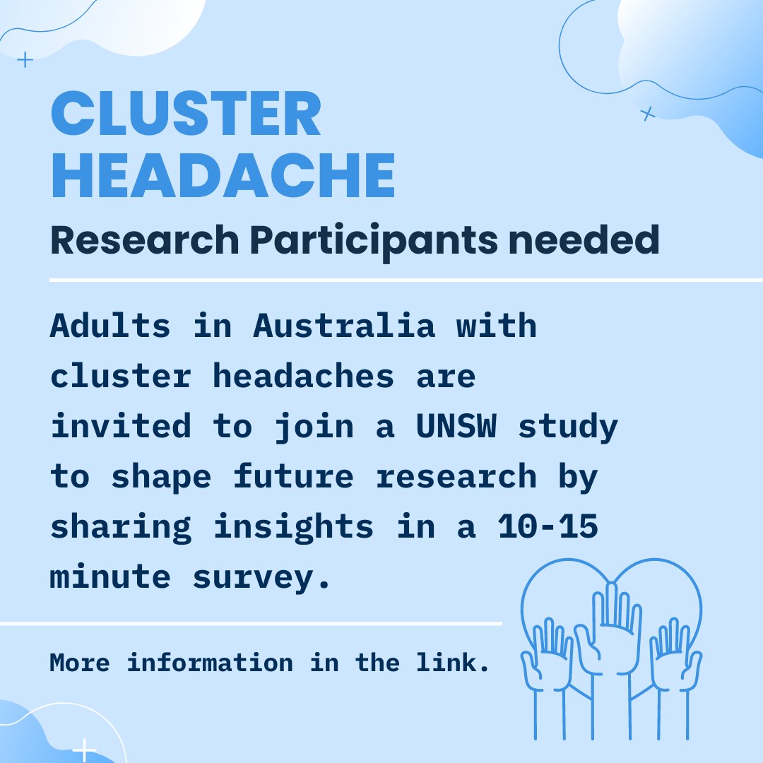 📢 Calling all Australians living with #ClusterHeadaches! Your input is needed. Help shape the future of cluster #headache #research with just 10-15 minutes of your time. 🧠💡 Participate in our survey conducted by @georgeinstitute & @UNSW: unsw.au1.qualtrics.com/jfe/form/SV_9n…