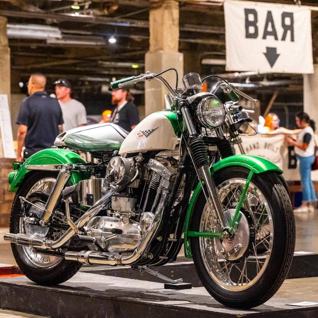 Lovely ‘67 Sportster from Donny Whitehead of Robeline, Louisiana. Photos: @kodymelton for @bikeboundblog at @handbuiltshow 2024. More to come! ——— #ironhead #sportster #xlch #ironheadsportster #harleysportster #bobber #handbuiltshow instagr.am/p/C6cucq2uGdU/