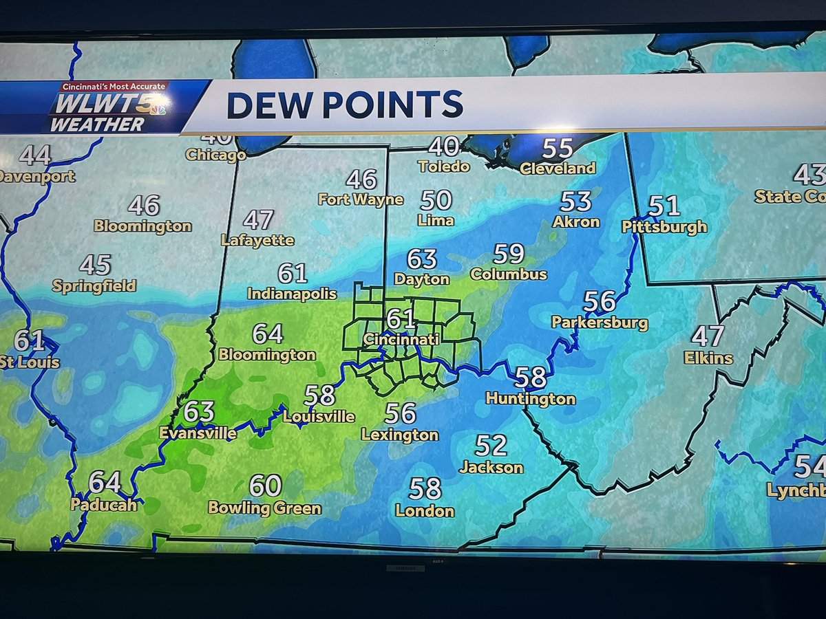 #Cincinnati subtle hints- tonight first signs of organizing frontal system which brings off & on rain into #FlyingPig weekend. Alto cumulus clouds, creeping dewpoints of 60+. Also adding a gusty downpour threat Thursday PM. #wlwt #wlwtweather #mostaccurate13 #Cincywx @wlwt