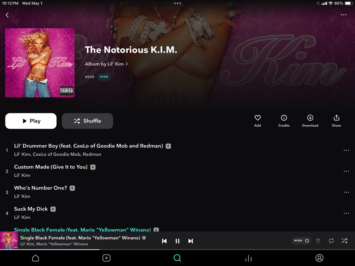 This album was so hard. Like 24 years old and it still sound fresh. Lil Kim is queen. #notoriousKIM