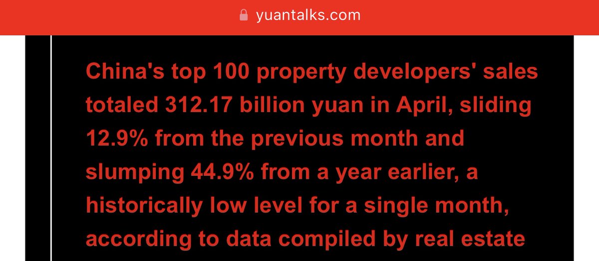 #Chinese #property developers' sales remained very weak in April yuantalks.com/the-wire-live-…