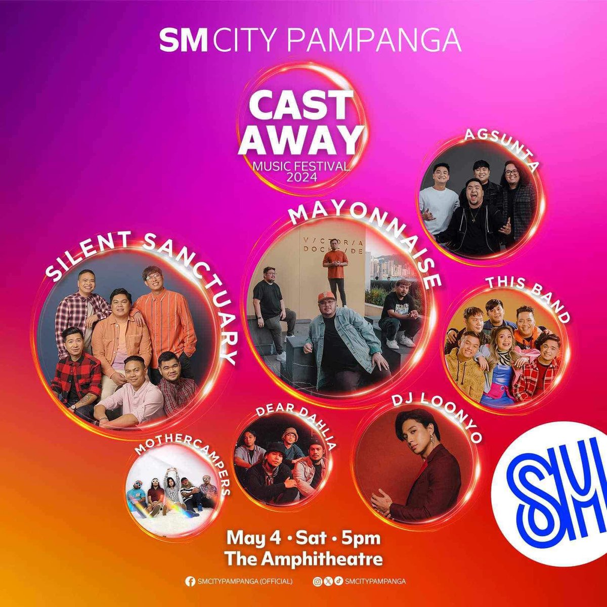 Get ready for the best concert party this summer, Castaways!

Check out these artists that will serenade you at the #CastawayMusicFestival2024 on May 4 at The Amphitheatre, SM City Pampanga!

See you!

#SummerHangOutAtSM
#EverythingsHereAtSM