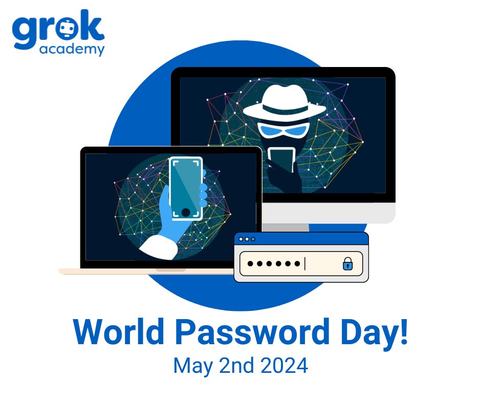 Today is World Password Day! 🔒

Here are some quick tips to strengthen your passphrases:
- Make it long
- Use capital letters, numbers, and symbols (e.g 'bS3B4lL!')
- Don't use names
- Use a combination of random words
- Use a password manager

#WorldPasswordDay #GrokAcademy
