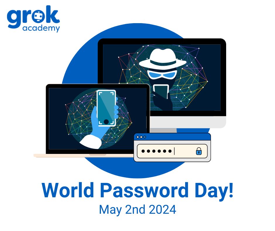 grokacademy's tweet image. Today is World Password Day! 🔒
Here are some quick tips to strengthen your passphrases:
- Make it long
- Use capital letters, numbers, and symbols (e.g "bS3B4lL!")
- Don't use names
- Use a combination of random words
- Use a password manager
#WorldPasswordDay #GrokAcademy