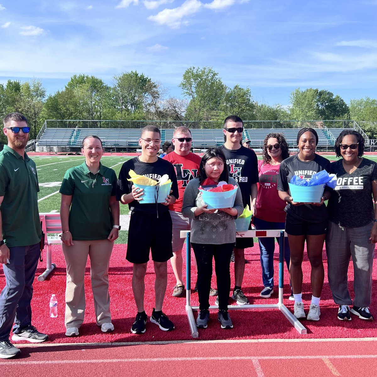 Proud to recognize our senior Unified Track & Field athletes tonight before the LN vs LC meet. Great job Wildcats! @LNHSwildcats @ltgoodnews @LNFanSection_