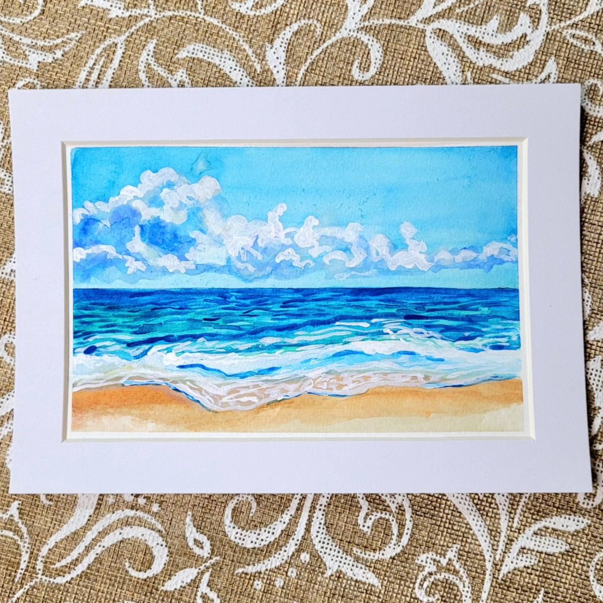 I'm ready for more summer views!
🏖
4'×6' watercolour (matted to 5'×7') available 
#beach #beachvibes #oceanlife #seascape #vacation #tropicalparadise