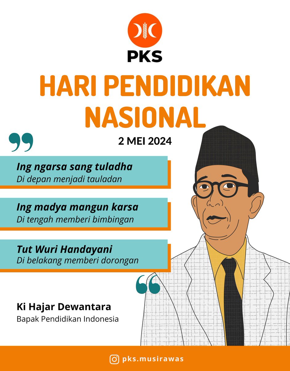 Selamat Hari Pendidikan Nasional (Hardiknas)
2 Mei 2024
. 
. 
#Hardiknas #PKSMusiRawas 
@disdikmura @disdik_provsumsel