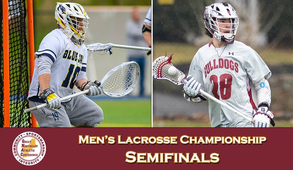 🥍GNAC MEN'S LACROSSE SEMIFINALS🥍 There will be a new Men's Lacrosse Champion in 2024 as @USJ_BlueJays and @DeanAthletics both won their semifinals on Wednesday evening. Both will be in search of their first GNAC MLAX title on Saturday! READ: thegnac.com/sports/mlax/20… #d3lax