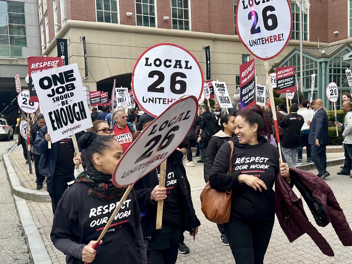 May Day in RI with 160+ Local 26 hotel workers outside the Omni Providence Hotel!