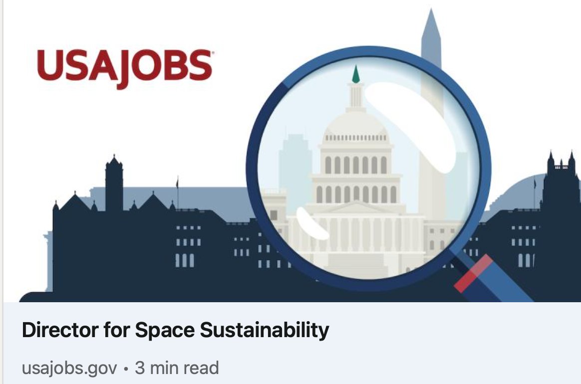 Your next job @moribajah 'Director for #SpaceSustainability is responsible for holistic coordination & accountability of #NASA's space sustainability efforts. Space sustainability encompasses all space including Earth, Earth's orbit, cislunar & deep space' usajobs.gov/job/789088900