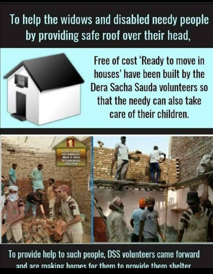 house is a need of every person. Due to homelessness many people have to face violence, sexual exploitation . #HopeForHomeless initiated by Saint MSG  volunteers provide houses to destitute people with their hard-earned money