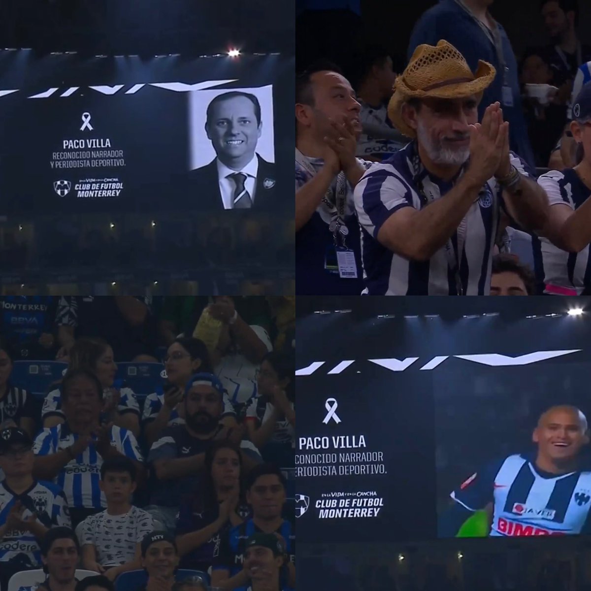 ¡¡GRAN HOMENAJE!! 👏🏟️

Antes del inicio del partido entre a Monterrey y Columbus Crew, el Gigante de Acero hizo 𝟭 𝗠𝗜𝗡𝗨𝗧𝗢 𝗗𝗘 𝗔𝗣𝗟𝗔𝗨𝗦𝗢𝗦 en honor a Paco Villa. Todo el estadio lo aplaudió y en las pantallas del BBVA pusieron su 𝗛𝗜𝗦𝗧𝗢́𝗥𝗜𝗖𝗔