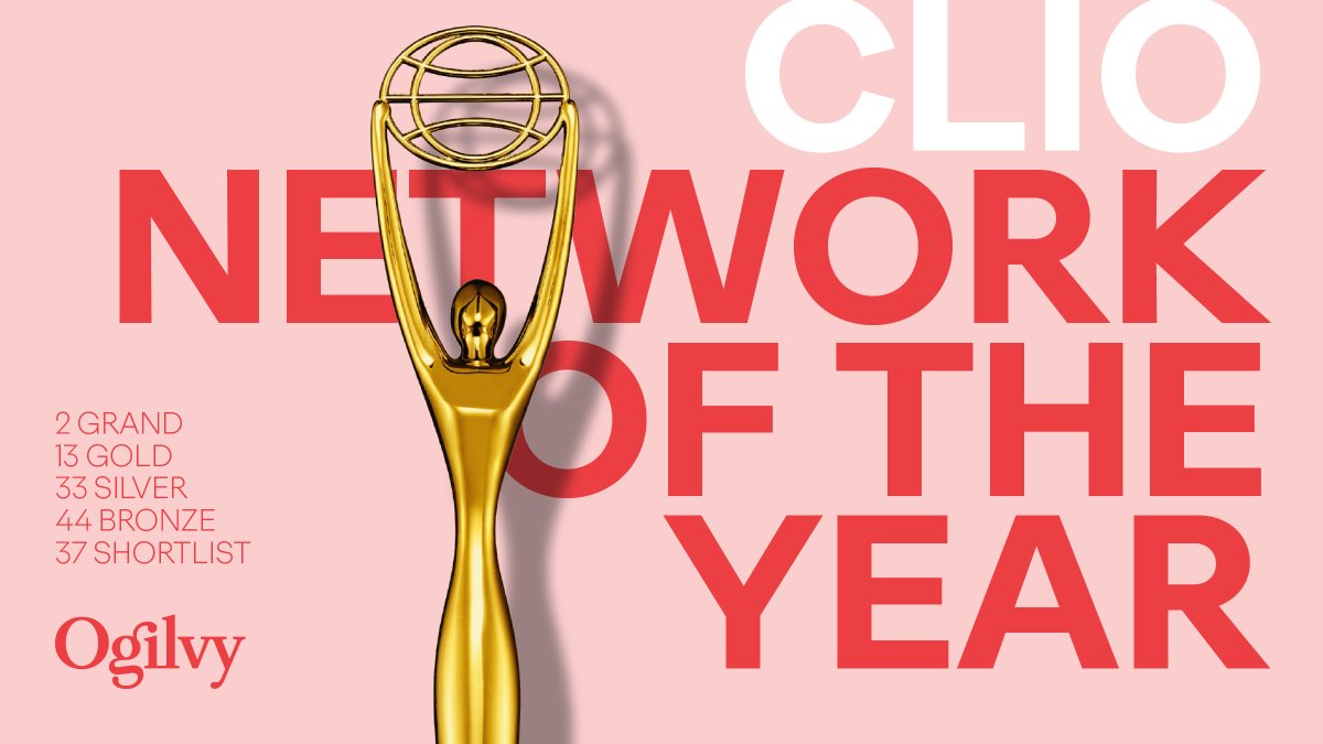 We’re in awe of the collective effort from across the globe that helped make us @ClioAwards Network of the Year for two consecutive years. Thank you to all our phenomenal clients &amp; remarkably talented teams! #TeamOgilvy #ClioAwards #BorderlessCreativity 👉 okt.to/GNV4EC